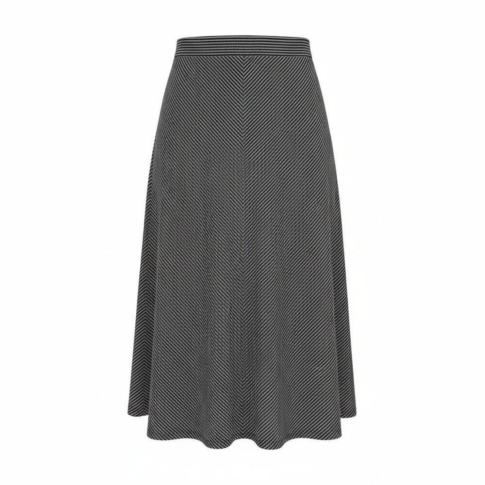 Plus Size Maxi Skirt 2X Black Gray Striped A-Line Pull On